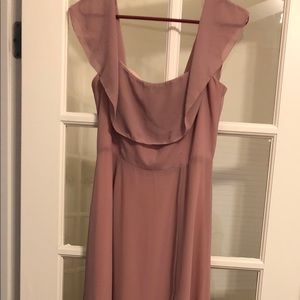 Off the shoulder Mauve maxi bridesmaid dress